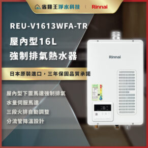【省錢王-詢問打7折-再送濾心】林內Rinnai REU-V1613WFA-TR 屋內型 16L 強制排氣熱水器  REUV1613WFATR