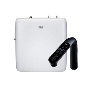 3M water purifier unit with a curved handheld control panel resting against it.