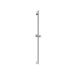 Vertical chrome shower slide bar with an adjustable bracket/holder around the bar