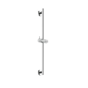 Chrome vertical shower rail with adjustable wall-mount bracket for a sliding door or shower panel