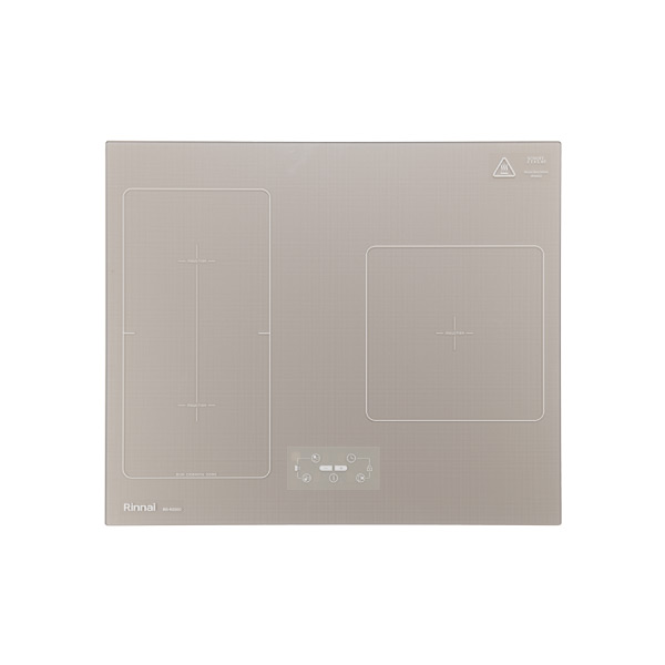 Induction cooktop with two heating zones and touch controls