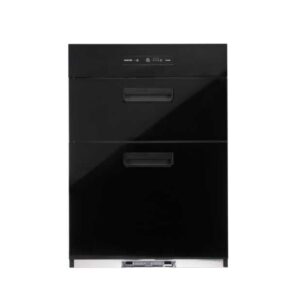 Black freestanding 3-drawer dishwasher with a control panel on the top drawer