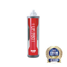 Red UF-9801 sealant cartridge with a gray nozzle, standing upright; gold award badge on the right side.