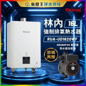 【省錢王】【林內】 Rinnai RUAD1620WF 屋內型16L強制排氣熱水器 RUA-D1620WF+3M 全效沐浴過濾器