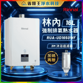 【免費申請補助】林內 RUAUD1650WF UFB 屋內型 16L 強制排氣熱水器RUA-UD1650WF+GRUNDFOS 葛蘭富 熱水器加壓機